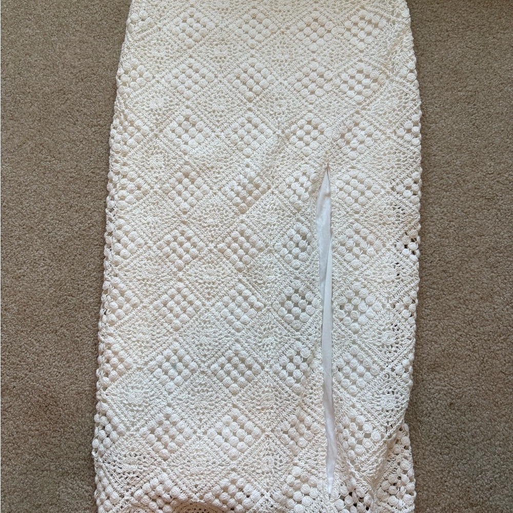 Elegant white Crochet Skirt